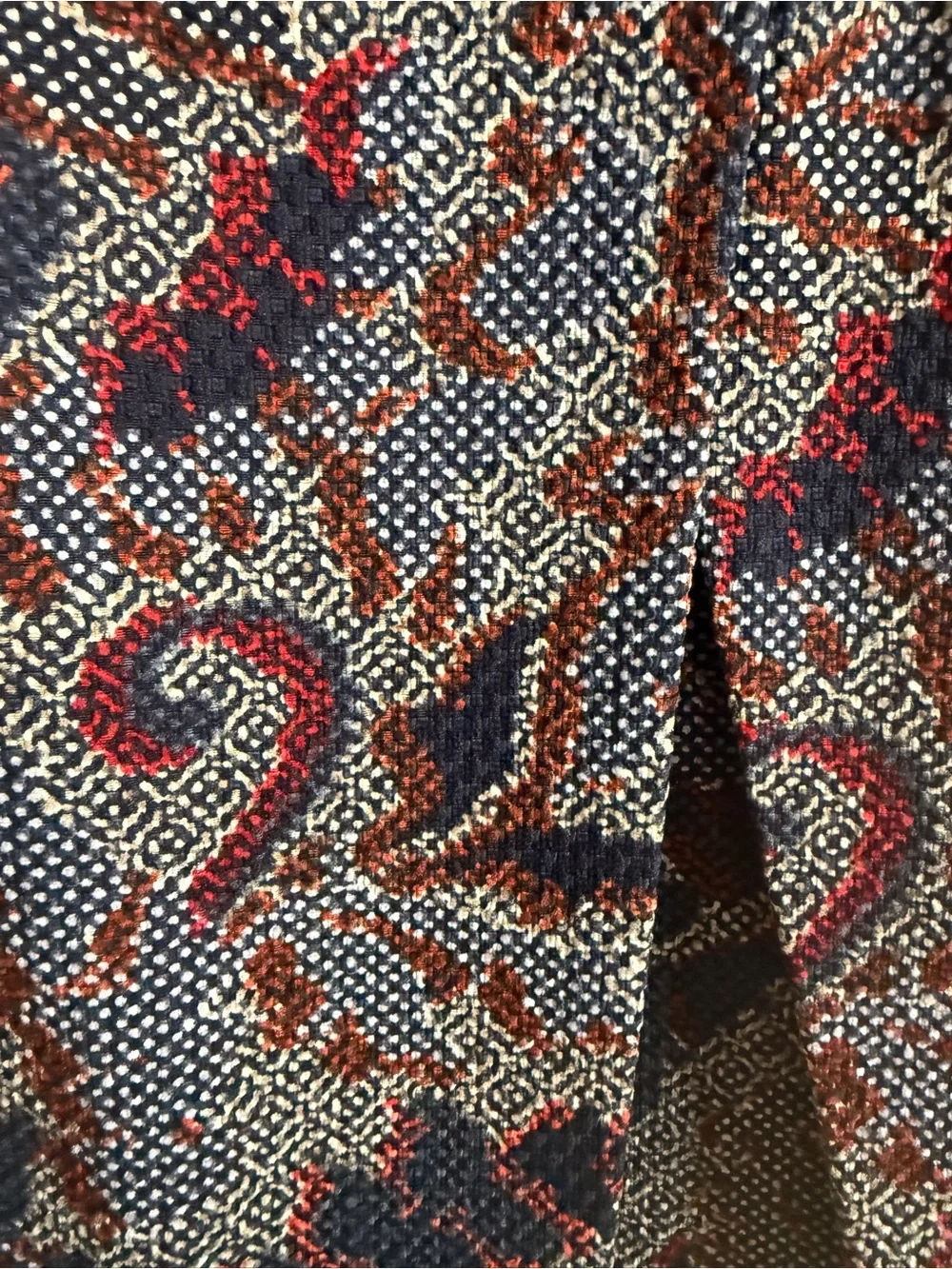 Tori Burch Patterned Shift Dress in Navy, Red, and White